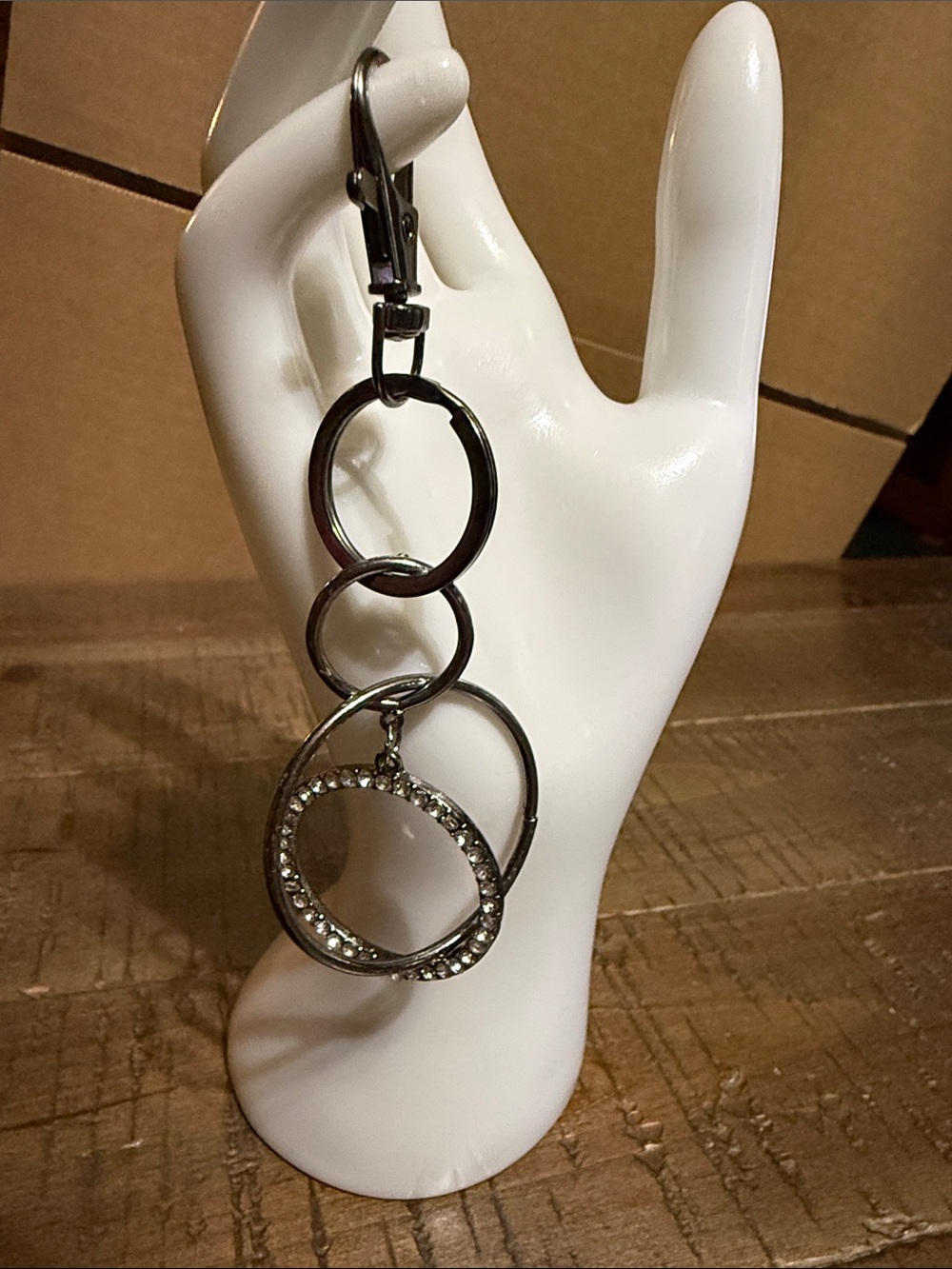 Rhinestone Hoop Keychain - Gunmetal